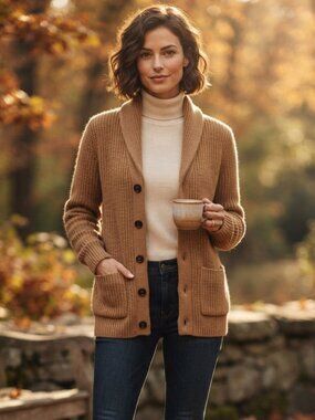Gap Women's Heavy Knit Button-Up Cardigan Size Small Cozy Chunky Sweater Beige